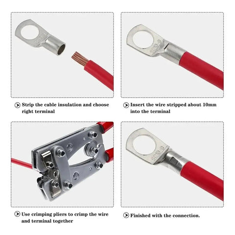 Rock Solid 110 Piece Wire Crimp Connector Kit With Tinned Copper Ring Terminals For Battery Connections That Will Make Your Wiring Project Run Smooth And Stay Secure Without The Headaches, red wire crimped to ring terminal