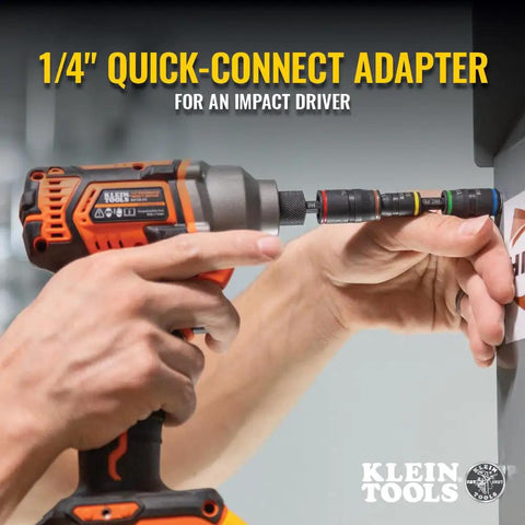 7-In-1 Flip Socket Set With SAE Nut Driver Sizes in use with impact driver, 1/4 in quick-connect shaft visible