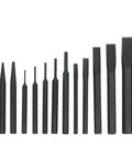 Heavy Duty Mayhew Pro 14 Piece Punch And Chisel Kit With Solid Heat Treated Steel Center Line Up Cold And Pin Tools For Tough Garage Jobs And Professional Automotive Repairs That Last A Lifetime, black oxide steel set