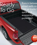 24 Inch Wide Black Plastic Utility Runner With Embossed Wide Rib Pattern For Tool Boxes, Garage Drawers, Shelves And Workbenches, Heavy Duty Liner, 24 Inch By 12 Feet, Keeps Gear Clean, Made In USA in truck bed.