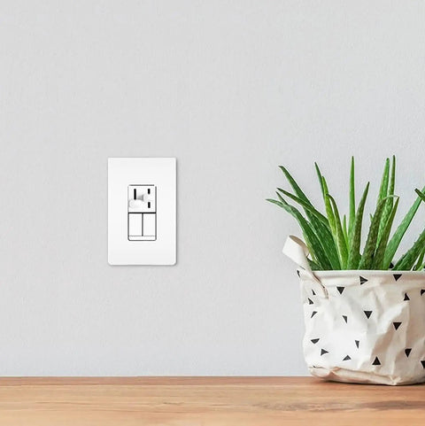 450W LS Series Dimmer Light Switch With Built In Fan Control on wall next to plant in white pot