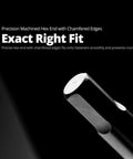 Precision machined hex end of the Sliding T-Handle Hex Wrench Set With Mechanic's Tray, 8-Piece, Three Ends For Tight Quarters