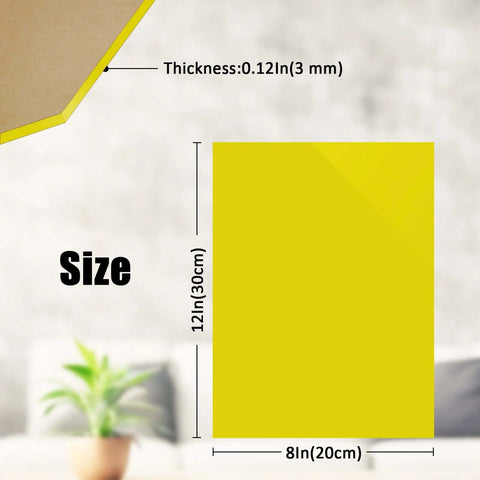 Front view: yellow acrylic sheet, 8x12in (20x30cm), 3mm thick for laser cutting