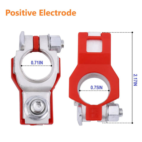 Rock Solid Battery Terminal Connectors Positive post, 0.71in diameter, metal and plastic, top post design, reliable automotive upgrade.