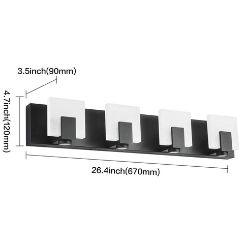 Matte Black Dimmable LED Vanity Lights For Bathroom Above Mirror Kit With Four Fixtures Sleek Bright LED Vanity Lighting Bar Set Easy Install 7249 Mounting Hardware Included