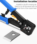 RJ45 Pass Through Crimp Tool Replacement Blades 5 Pack 8 Pin Cavity Heavy Duty Steel, tool and blade installation diagram