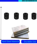 RC Pinion Gear Set 0.5M 2mm Shaft 13T 14T 15T 16T Arrma motor gear, hard steel, shown with metal sheets for durability