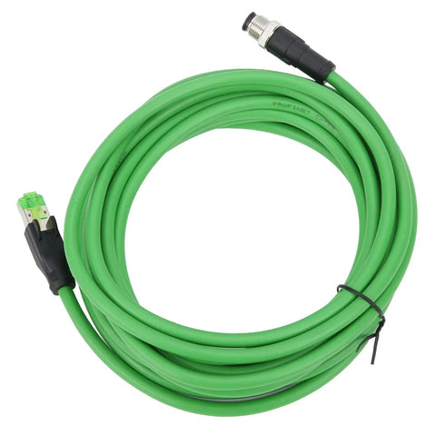 Industrial Cat6 RJ45 Ethernet Patch Cord 5m IP67 Tough 24 AWG Cable for Factory Automation and Control Cabinets High Speed Data Link for Machinery and Industrial Equipment Rugged Built For The Shop Floor Industrial Grade Performance, green cable coil