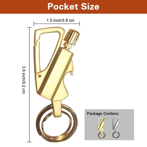 Gold 2 Pack Permanent Match Lighter with Multitool Keychain and Bottle Opener, size dimensions, for camping and hiking