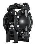 Tough As Nails Air Operated Double Diaphragm Pump Aluminum Body Nitrile Diaphragms, 1 inch inlet, side view with black finish.