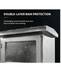 Built Tough 304 Stainless Outdoor Electrical Enclosure Box With Double-Layer Door Weatherproof Junction Box For Outdoor Use Industrial Grade Corrosion Resistant Wall Mount, close-up rain protection