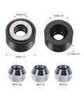Wheel Stud Installer Tool For Automotive And Light Duty Trucks, dimensions with M12x1.25, M12x1.5, and M14x1.5 lug nuts