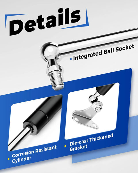 ARANA gas strut with integrated ball socket and die-cast bracket
