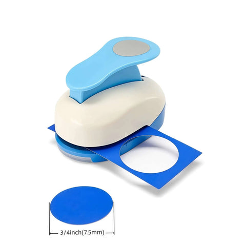 Three Quarters Inch Circle Punch 19mm Circular Cutter Tool Lever Punch For Paper Crafts Scrapbooking shown with cut circle and size