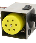 Heavy Duty Mini Belt Sander Workhorse Packing 150 Watt Brass Core Motor showing yellow motor with switch and housing.