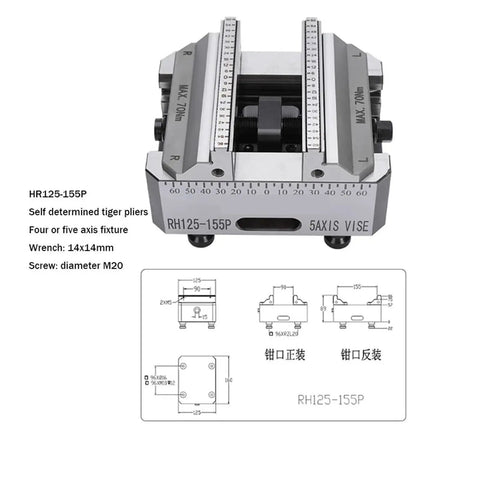 Heavy Duty Bench Vise With Quick Change Zero Plate Base And Flat Jaw Tiger Pliers Clamps for locking pipes in a precise 5-axis fixture.