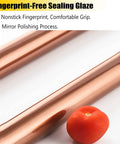 Fingerprint-free glaze on copper finish door handle with tomato for grip demonstration