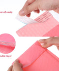 Pink Bubble Mailers 11 By 15 Inch With Four Inch Flap Self Seal Padded Envelopes showing bubble padding and self-seal strip