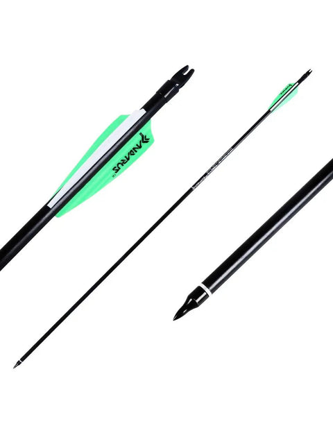 30 Inch Fiberglass Archery Practice Arrows With Replaceable Arrowheads And Nickel Plated Stainless Steel Tips Spine 500 8mm Diameter GPI 13 For Recurve And Compound Bows Target Practice showing detailed tip and fletching