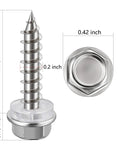 Heavy Duty 10x1 Hex Head Self Tapping Wood Screws Rust Proof 410 Stainless Steel Fasteners 250 Pack with dimensions