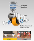 Heavy Duty Furniture Dolly Featuring Silent Smooth Rollers And Slick Floor Friendly Plate detail of ball bearing wheels and dual row bearings.