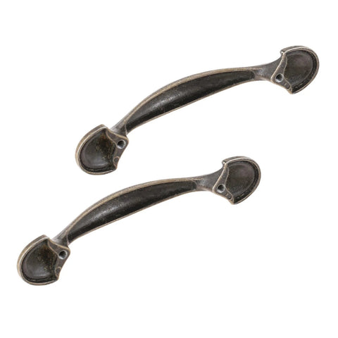 Antique Bronze Cabinet Pulls Set Of 4 Arch Style Kitchen Cabinet Handles For Closets Drawers Cupboards Wardrobes With Screws 116x22mm 4.57x0.87 Inch 76mm Hole Spacing M4x25mm Screws Zinc Alloy Durable Hardware
