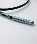 Grease gun hose replacement with metal coiled section and chrome end coupling for Milwaukee M18 fuel gun