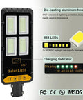 800W Solar Street Light Equivalent With Motion Sensor, Dusk-To-Dawn Waterproof Security Flood Light Remote Control, IP67