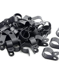 Five Eighth Inch Nylon Cable Clamps Kit 100 Pack R Type Cable Clips Black Plastic Wire Mounting Fasteners Self Locking