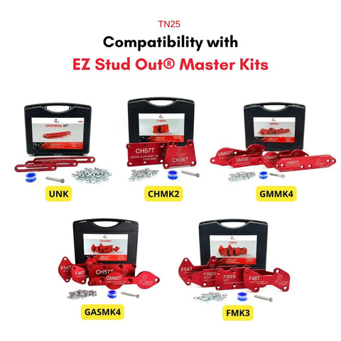 Battle Tested Thin Nuts For 8Mm Stud Extraction, Pack Of 25, tools compatible with EZ Stud Out® Master Kits for easy access.