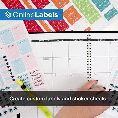 OnlineLabels sticker paper sheets: white matte full-sheet labels, 8.5 x 11 in, 10 sheets for inkjet/laser printers