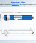 100 GPD Reverse Osmosis Membrane Replacement For Under Sink RO Systems, 11.75 X 1.75 Inch, blue membrane with dimensions