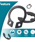 Massive 900 Piece Carbon Steel Snap Ring Set With 24 Sizes C And E Type Retaining Rings Spring Circlips Kit For Auto Parts Repair And DIY Mechanical Fixes, black E-type rings