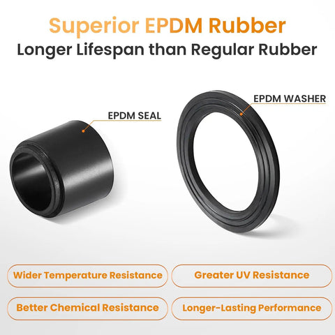 EPDM seal and washer for 50 Pack One Half Inch NPT Cable Gland Waterproof IP68 Nylon Pass Through Cord Grip Connector Strain Relief