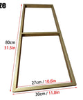 Straight Up Heavy Duty Ceiling Mount Shelf Brackets, Thirty By Eighty Centimeters, gold metal frame dimensions labeled.