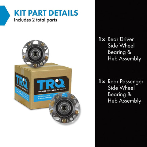 Rear Wheel Bearing And Hub Assembly Set 2 Piece Direct Fit DIY Friendly For 2008 To 2012 Honda Accord And 2009 To 2014 Acura TSX