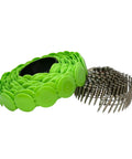 One Inch Electro Galvanized Ring Shank Cap Nails With Tough Plastic Collated Heads For Dead Nuts Underlayment Grip On Outdoor Decks Fits Cn100b And Cn100 Cap Nailers Flawlessly in green collated reels.