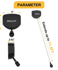 Drop Dead Easy Ceiling Mount EV Charger Cable Retractor With Smooth Auto Glide 11.5 Ft Spool shown in black, dimensions labeled.