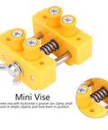 Mini Bench Vise Portable Adjustable Jaw Clamp Tool For Jewelry Making Woodworking Crafting Alloy Plastic 50x55x25mm in yellow