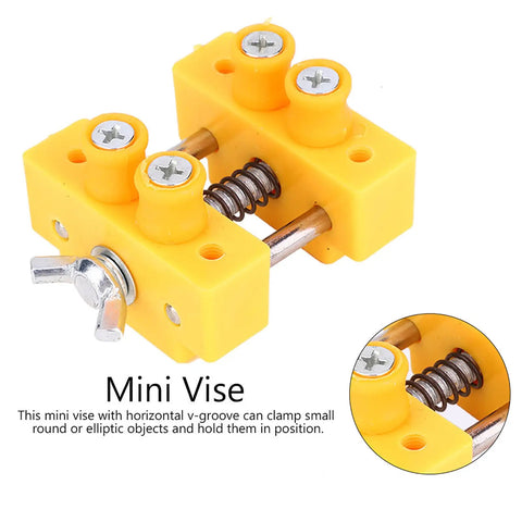 Mini Bench Vise Portable Adjustable Jaw Clamp Tool For Jewelry Making Woodworking Crafting Alloy Plastic 50x55x25mm in yellow