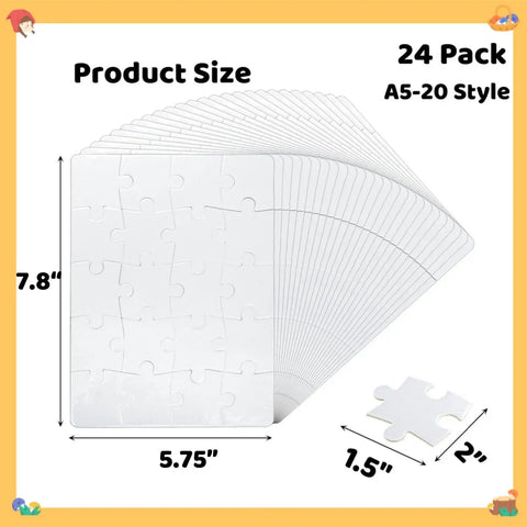 Blank Sublimation Puzzle Kit 24 Sets A5 Size 20 Pieces Jigsaw Puzzles For Heat Press Transfers Bulk DIY Custom Printing
