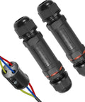 IP68 Waterproof 3 Pole Cable Connector Junction Box For 1 To 13 mm Cable Diameter 2 Pack Outdoor Use Heavy Duty