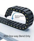 Cable Drag Chain 25x77mm Closed Type R55 For CNC Machines, Robotics And Automation, showing bending radius 55mm