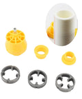 Topincn Electric Drill Pvc Threader Tap And Die Set For Plumbing, featuring yellow and gray components for pipe threading.