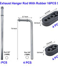 Beefed Up Heavy Duty Exhaust Hanger Rod Set Three Eighths Inch Universal Fit With Straight 10 Inch And 90 Degree 7.6 Inch Long Hangers