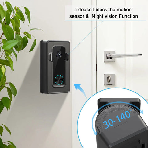 Anti Theft Video Doorbell Corner Mount With Adjustable Angle And Secure Mounting Bracket installed beside door