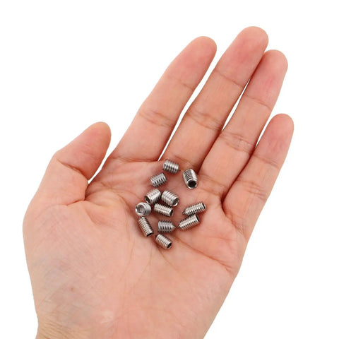 Stainless Steel Hex Socket Set Screws Kit 40 Pieces M5x8 M5x10 M6x8 M6x10 Cup Point Grub Screws DIY-Friendly For Quick Mounting Easy Install For Towel Racks And Fixtures No Fuss Hardware For DIY Projects, small set in hand