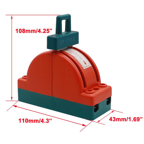Heavy Duty DPDT Knife Switch Disconnect For Power Control 100A Up To 380V Two Pole Double Throw Safety Switch Industrial Grade HK11 2P 100 Safe Reliable Disconnect For Equipment And Circuits, 110x43x108mm