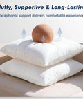 Pack Of 2 12x20 Outdoor Pillow Inserts Water Resistant And Waterproof Lumbar Cushions stacked on sofa with ball on top