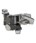 Heavy Duty 12 Volt Fuel Transfer Pump 25 Gpm Portable Liquid Handling Workhorse with metal body and nozzle for fuel transfer.